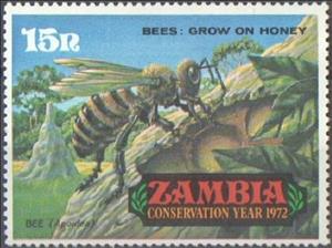 Stamp, Bee (Apis sp.), Zambia,  