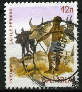 Stamp, Cattle herding, Zambia,  