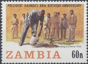 Stamp, Planting a tree, Zambia,  
