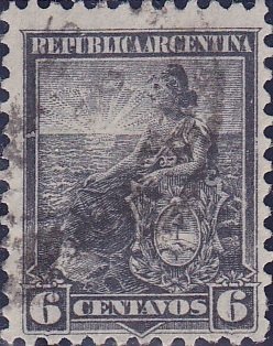 Stamp, Allegory, Liberty Seated, Argentina,  