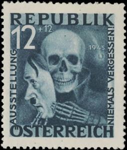 Stamp, Skull and Hitler mask, Austria,  