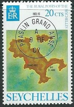 Stamp, Praslin map, Seychelles,  , Maps, Islands
