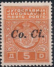 Yugoslavia Postage Due Overprint "Co. Ci."
