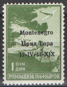 Stamp, Yugoslavia Airmail Overprint "Montenegro...", Italian colonies, territories and occupations,  