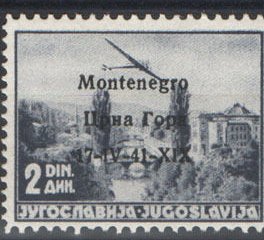 Stamp, Yugoslavia Airmail Overprint "Montenegro...", Italian colonies, territories and occupations,  
