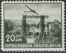 Stamp, Yugoslavia Airmail Overprint "Montenegro...", Italian colonies, territories and occupations,  