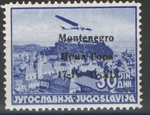 Stamp, Yugoslavia Airmail Overprint "Montenegro...", Italian colonies, territories and occupations,  