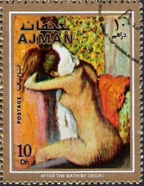 Stamp, After the bath, Ajman,  , Paintings, Painters, Nudes