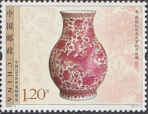 Carmine Pot with Design of Dragon and Phoenix