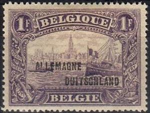 Stamp, Surcharge "Allemagne Duitschland" on Antwerp, Belgium,  