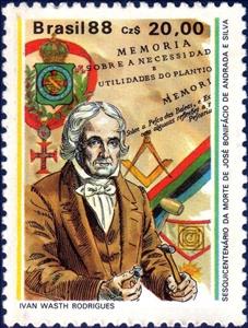 Stamp, 150 year Dead José Bonifácio de Andrada, Brazil,  
