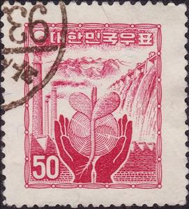 Stamp, Reconstruction, Korea, South,  , Hands