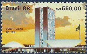 Stamp, Promulgation of the Constitution 88, Brazil,  