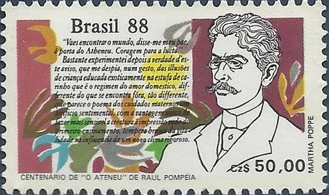Stamp, Book Day - Raul Pompeia, Brazil,  