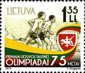 Stamp, 75th Ann. of the First Lithuanian National Olympics, Lithuania,  , Sport, Olympic Games, Running