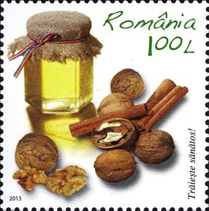 Stamp, Honey, Walnuts, Cinnamon, Romania,  , Herbs and Spices, Nuts
