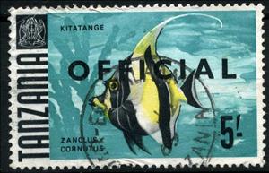 Stamp, Moorish Idol (Zanclus cornutus), Tanzania,  , Animals (Fauna), Fishes