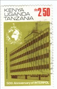Stamp, Interpol Headquarters, East African Community,  