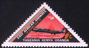Stamp, Douglas DC-9, East African Community,  , Aviation, Airlines, Aircrafts, Triangle Stamps