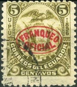 Stamp, Definitive with red overprint, Ecuador,  