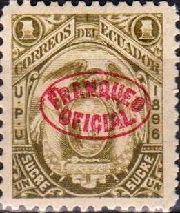Stamp, Definitive with red overprint, Ecuador,  