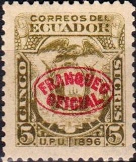 Stamp, Definitive with red overprint, Ecuador,  