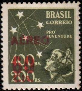 Stamp, Stamps pro youth - surcharged "Aéreos ... CTS", Brazil,  