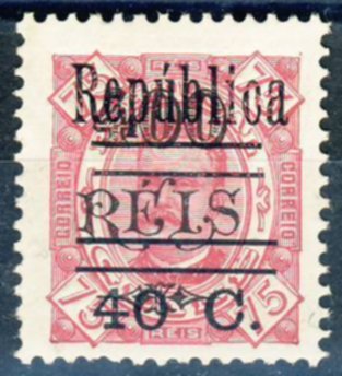 King Carlos I, with surcharge «REPUBLICA» and new surtax