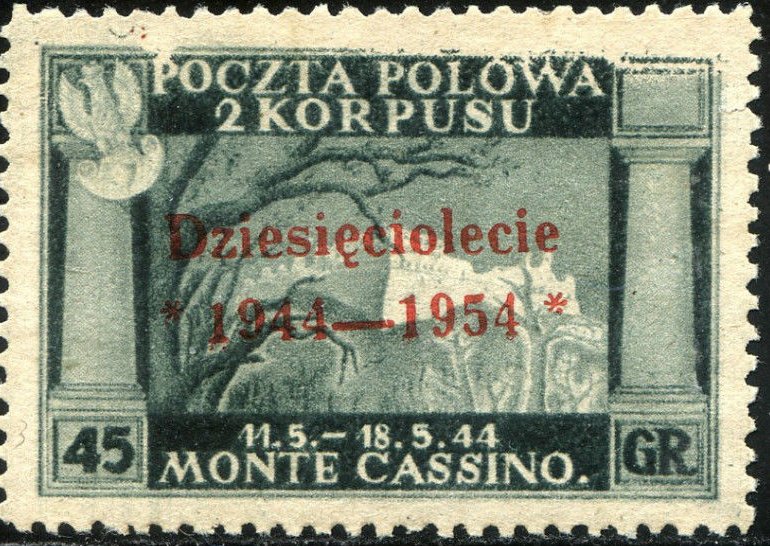 Polish Victory in Italy - Overprint "Dziesleciolecie"