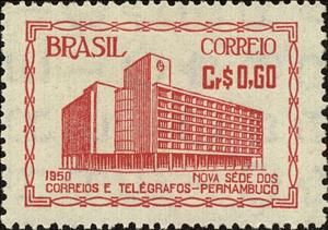 Stamp, Post building, Brazil,  , Postal Services