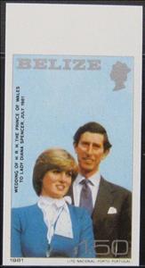 Stamp, Prince Charles and Lady Diana Spencer, Belize,  , Royalty, Famous People, Weddings