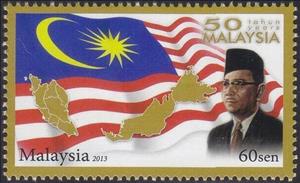 Stamp, Malaysia, 50 years of existence, Malaysia,  , Flags