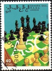 Stamp, Chess 40, Western Sahara - Vignettes,  , Chess