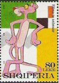 Stamp, Pink Panther, Albania,  , Cartoons, Comics