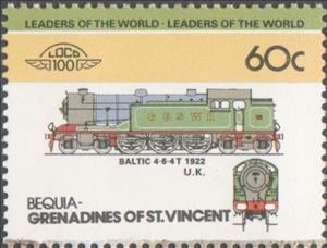 Stamp, Baltic (1922), Saint Vincent and The Grenadines,  , Railways, Locomotives