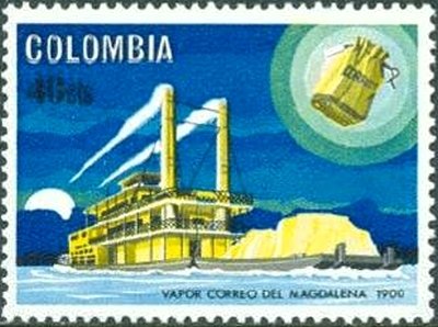 Magdalena River steamship and barge, 1900