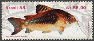 Stamp, Emerald Green Cory (Brochis splendens) , Brazil,  , Fishes