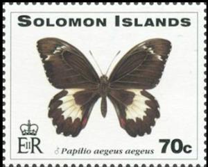 Stamp, Orchard Swallwtail (Papilio aegeus aegeus), Solomon Islands,  , Butterflies