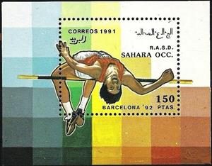 Souvenir Sheet, High Jump, Western Sahara - Vignettes,  , Athletics, Olympic Games, High Jump, Athletes