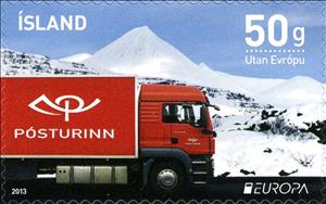 Stamp, EUROPA / C.E.P.T.: The postman van, Iceland,  , C.E.P.T., Europe