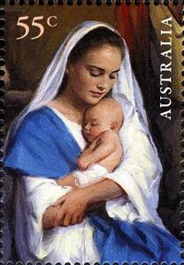 Stamp, Mary and Jesus, Australia,  , Christmas, Religion