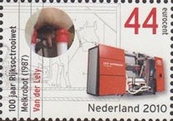 Stamp, Milk robot, Van der Lely 1987, Netherlands,  , Agriculture, Inventions, Agricultural Machinery