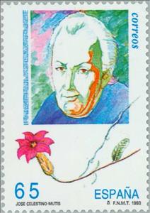 Stamp, Explorers -  José Celestino Mutis, Spain,  , Famous People, Commemoration, Healthcare, Astronomy, Physicians, Mathemacians, Astronomers