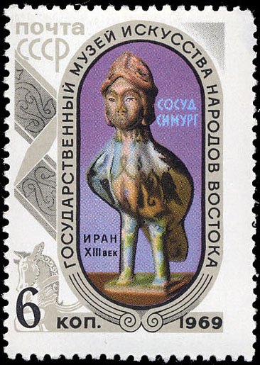 Симург - сосуд в форме птицы с женским лицом (Иран, XIII в.). Керамика, глазурь