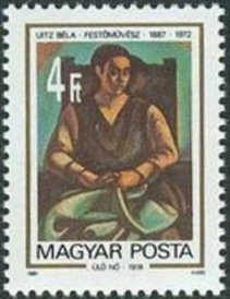 Stamp, Seated Woman, 1918, by Béla Ulitz, Hungary,  , Paintings