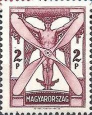 Stamp, Man with propeller, Hungary,  , Aircrafts