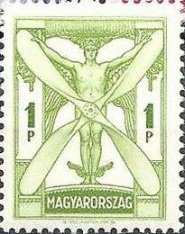 Stamp, Man with propeller, Hungary,  , Aircrafts