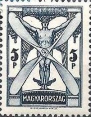 Stamp, Man with propeller, Hungary,  , Aircrafts