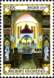 Stamp, Aruban Churches, Aruba,  