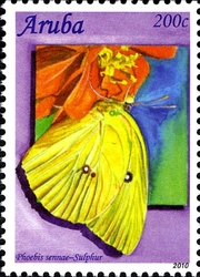 Stamp, Caribbean Butterflies 2010 - Phoebis sennae, Aruba,  